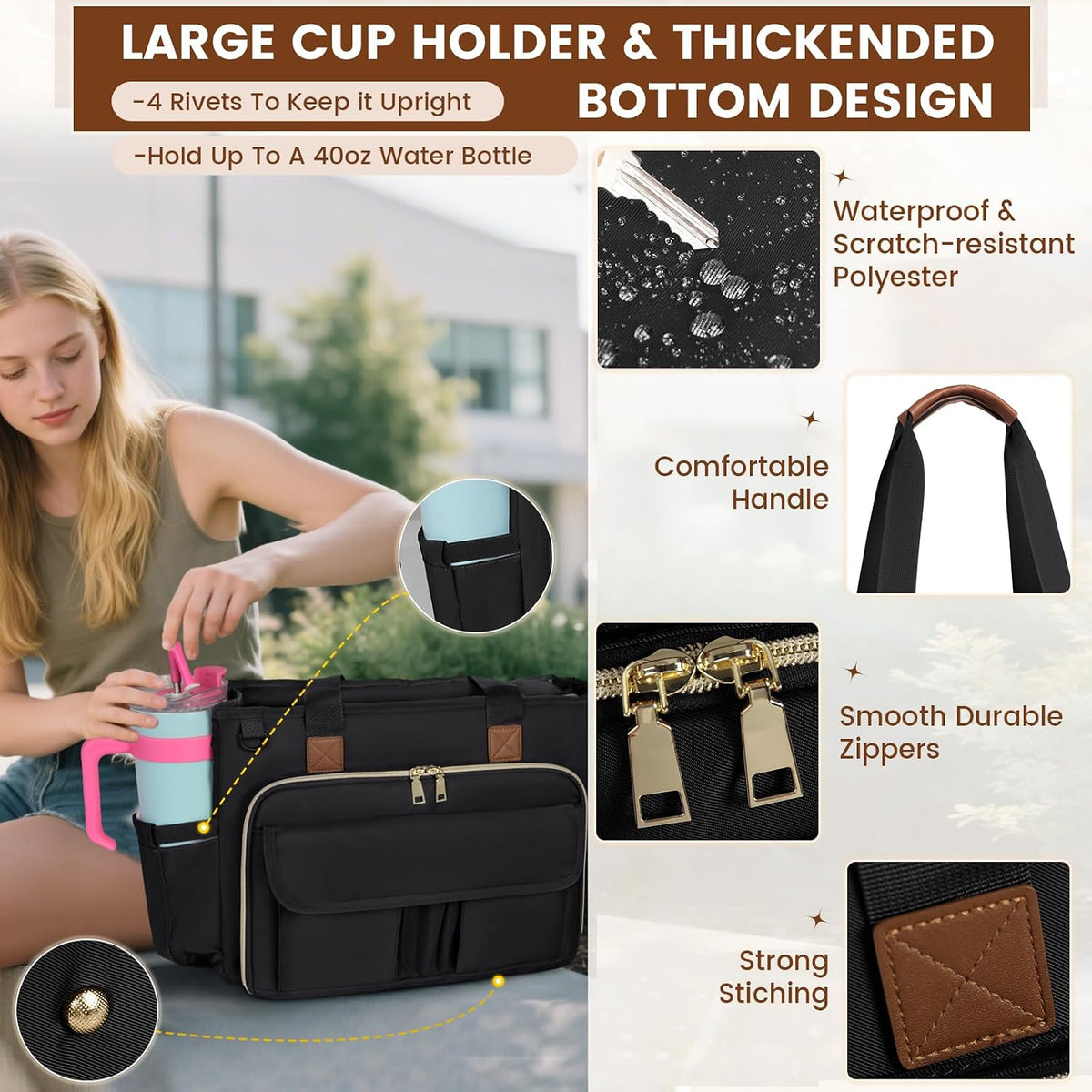 Teacher Tote Bag 15.6 inch Laptop Bag for Women Work Bags Nurse Bag Lightweight Laptop Tote Computer Briefcase