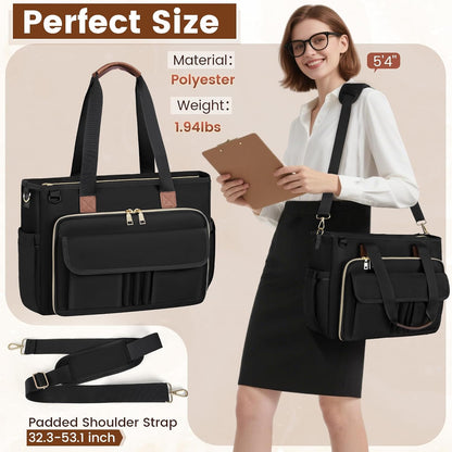 Teacher Tote Bag 15.6 inch Laptop Bag for Women Work Bags Nurse Bag Lightweight Laptop Tote Computer Briefcase