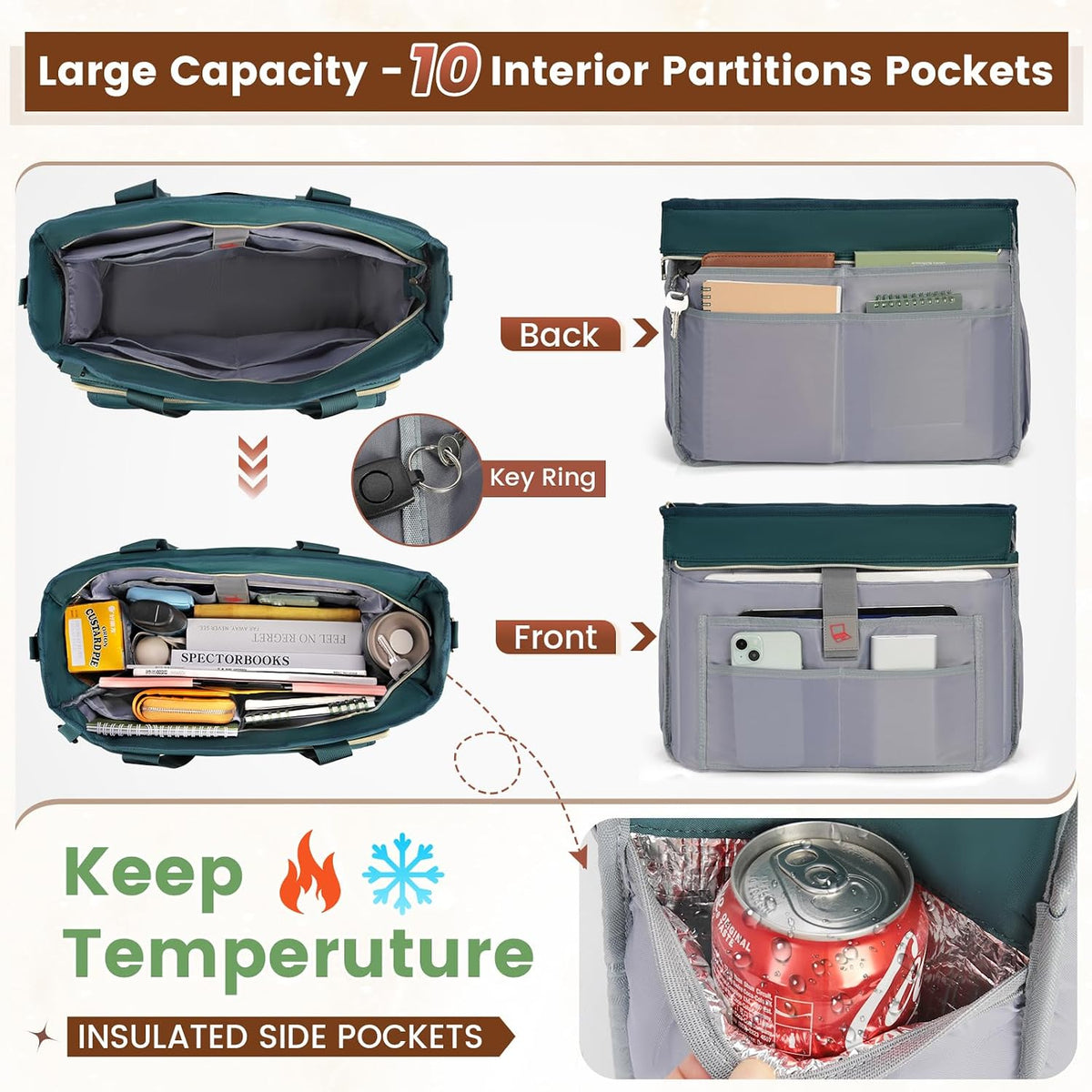 Teacher Tote Bag 15.6 inch Laptop Bag for Women Work Bags Nurse Bag Lightweight Laptop Tote Computer Briefcase