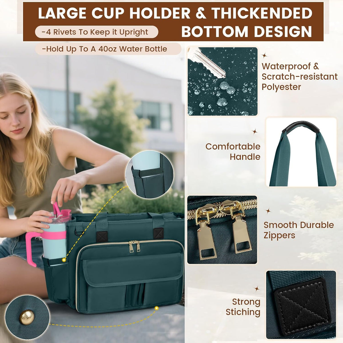 Teacher Tote Bag 15.6 inch Laptop Bag for Women Work Bags Nurse Bag Lightweight Laptop Tote Computer Briefcase