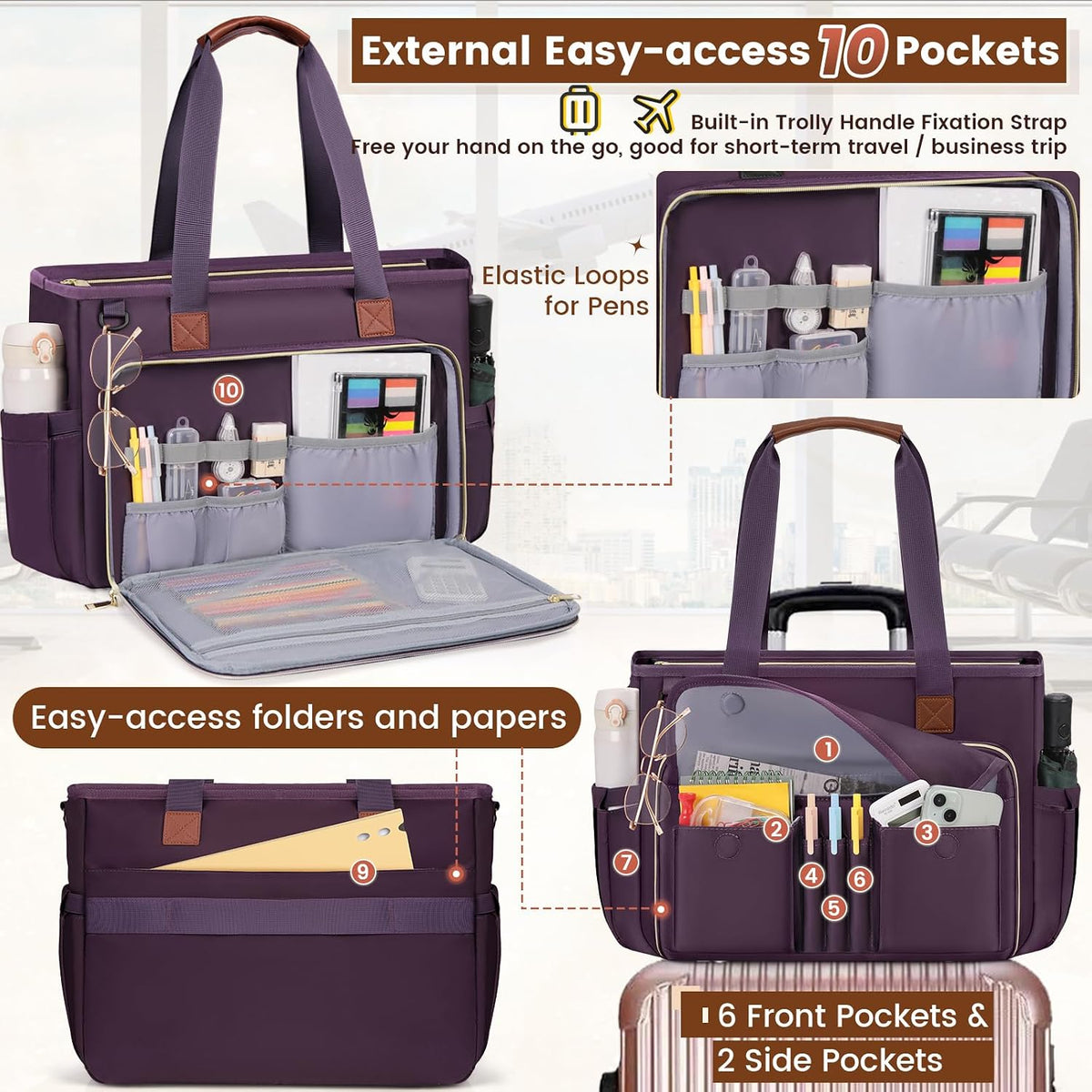 Teacher Tote Bag 15.6 inch Laptop Bag for Women Work Bags Nurse Bag Lightweight Laptop Tote Computer Briefcase