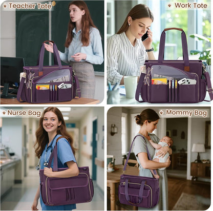 Teacher Tote Bag 15.6 inch Laptop Bag for Women Work Bags Nurse Bag Lightweight Laptop Tote Computer Briefcase