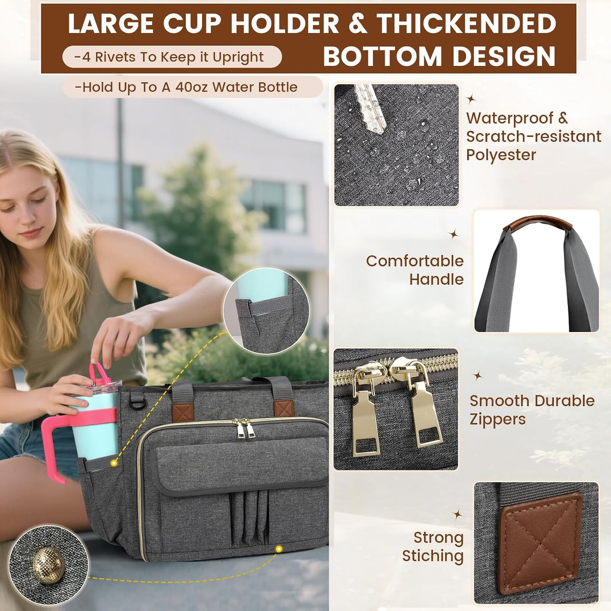 Teacher Tote Bag 15.6 inch Laptop Bag for Women Work Bags Nurse Bag Lightweight Laptop Tote Computer Briefcase