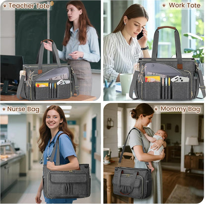 Teacher Tote Bag 15.6 inch Laptop Bag for Women Work Bags Nurse Bag Lightweight Laptop Tote Computer Briefcase
