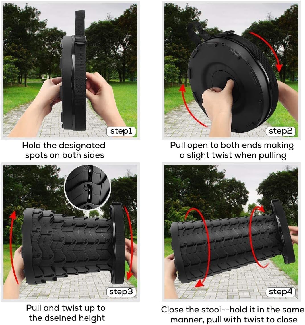 Collapsible Stool for Adults, Portable Folding Camping Seat, 400lbs