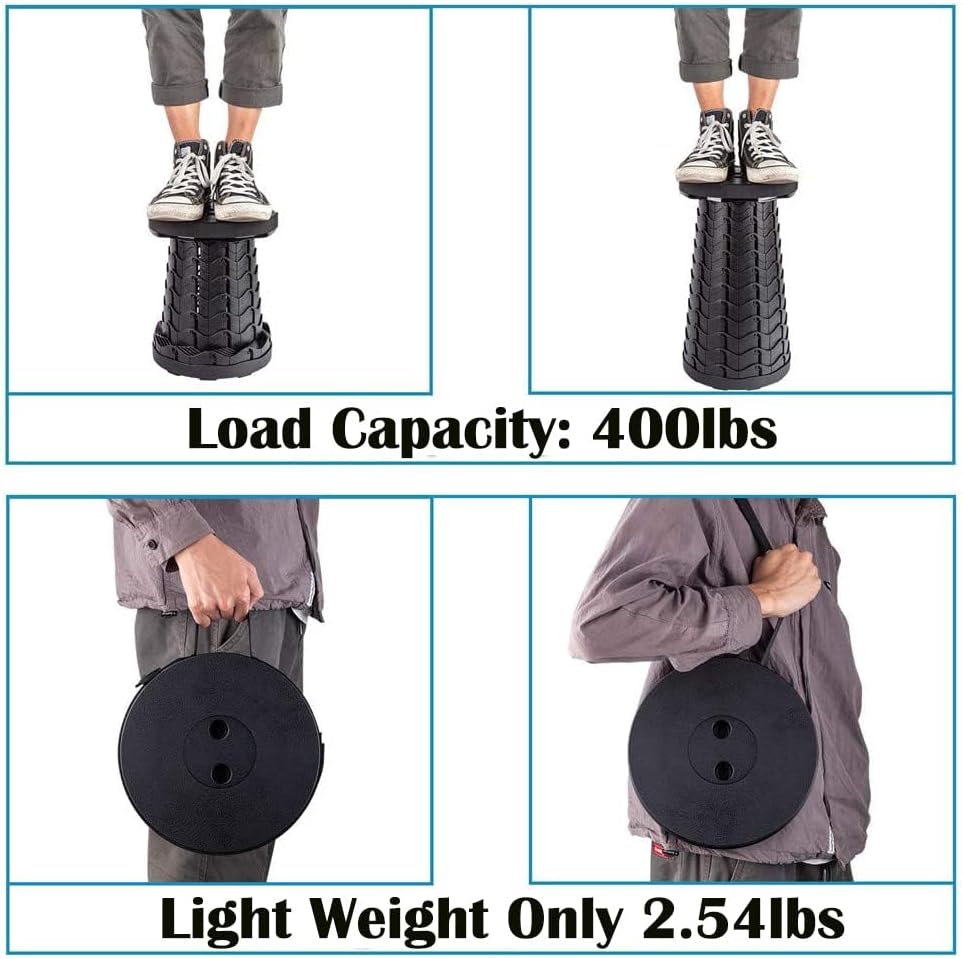 Collapsible Stool for Adults, Portable Folding Camping Seat, 400lbs