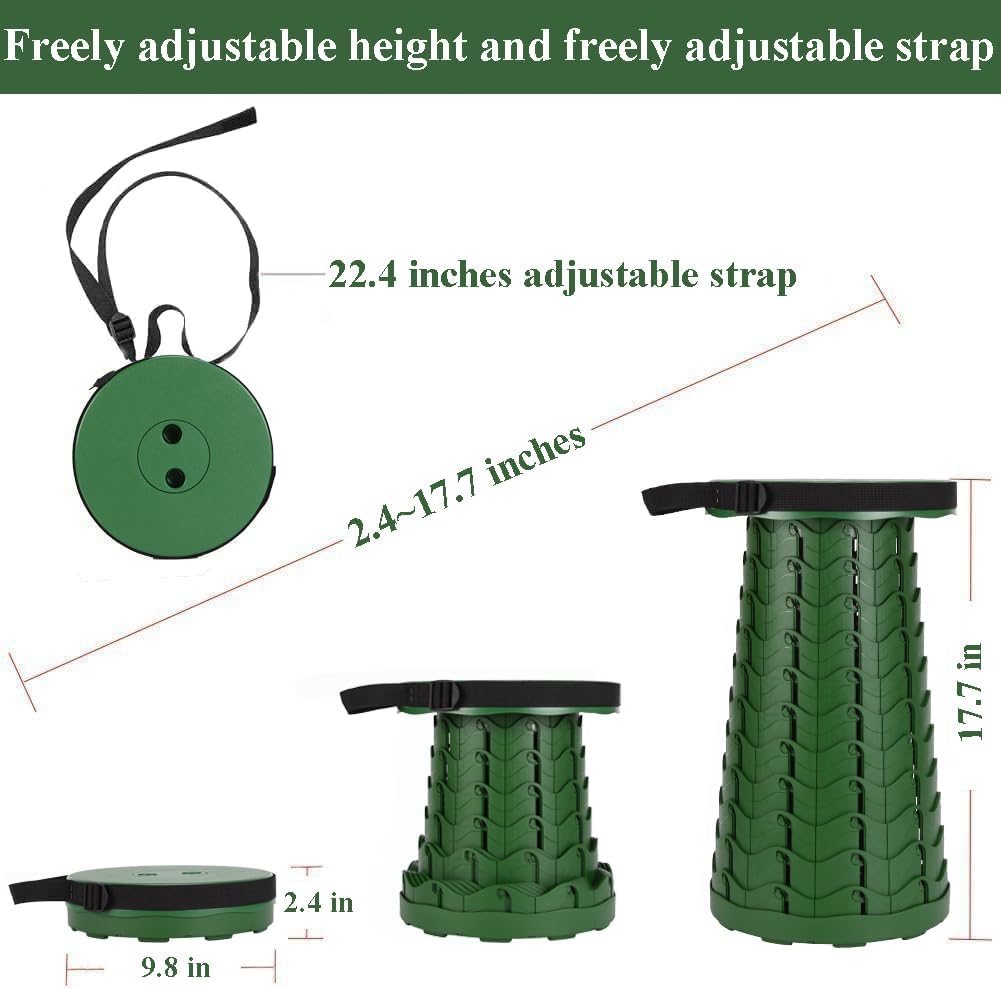 Collapsible Stool for Adults, Portable Folding Camping Seat, 400lbs