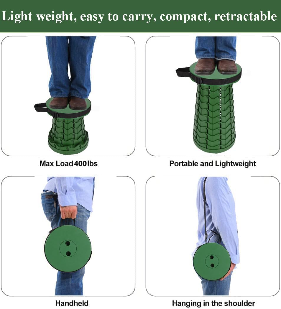 Collapsible Stool for Adults, Portable Folding Camping Seat, 400lbs
