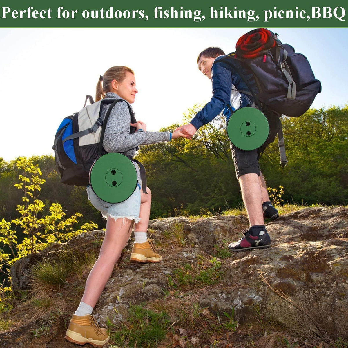 Collapsible Stool for Adults, Portable Folding Camping Seat, 400lbs