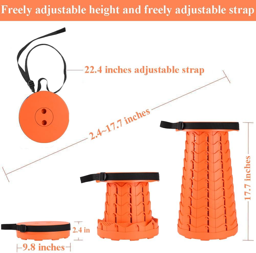 Collapsible Stool for Adults, Portable Folding Camping Seat, 400lbs