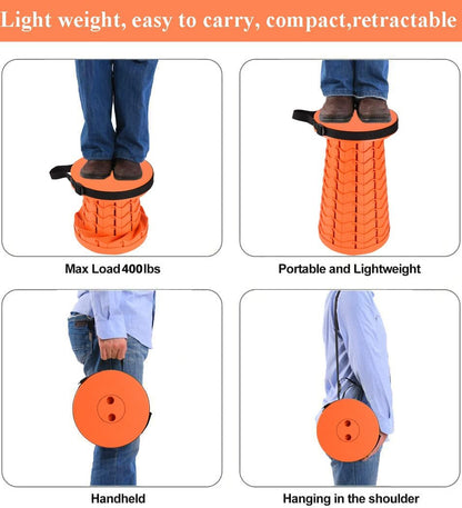 Collapsible Stool for Adults, Portable Folding Camping Seat, 400lbs