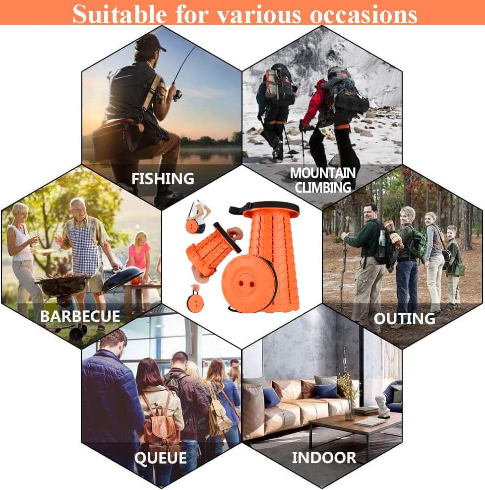 Collapsible Stool for Adults, Portable Folding Camping Seat, 400lbs