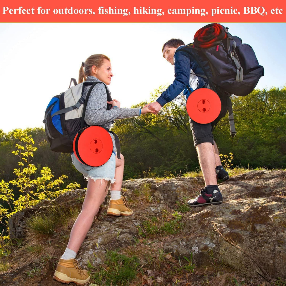Collapsible Stool for Adults, Portable Folding Camping Seat, 400lbs