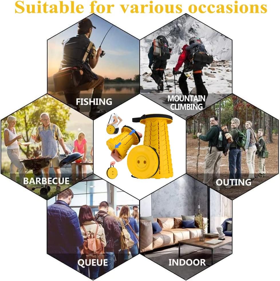 Collapsible Stool for Adults, Portable Folding Camping Seat, 400lbs
