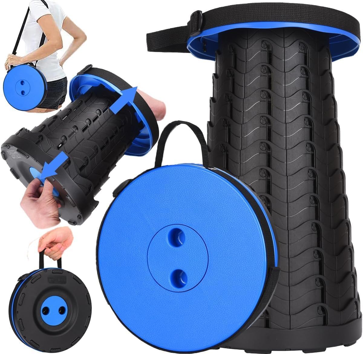 Collapsible Stool for Adults, Portable Folding Camping Seat, 400lbs