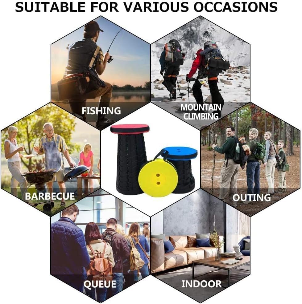 Collapsible Stool for Adults, Portable Folding Camping Seat, 400lbs