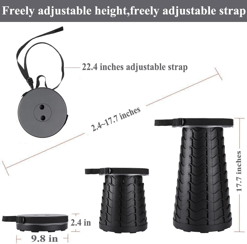 Collapsible Stool for Adults, Portable Folding Camping Seat, 400lbs