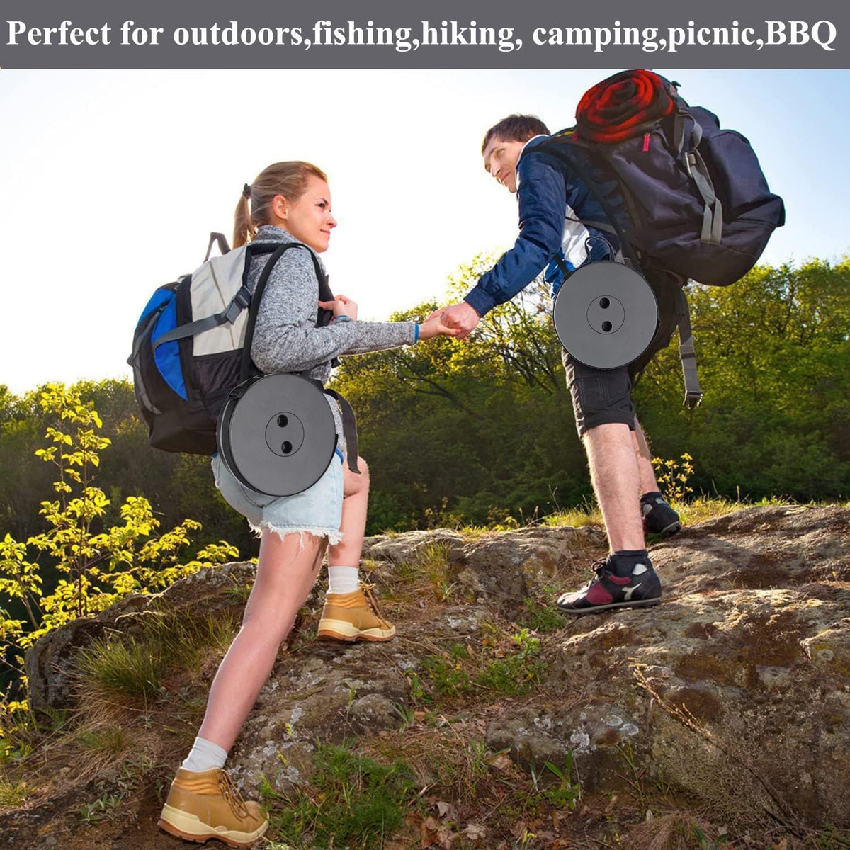Collapsible Stool for Adults, Portable Folding Camping Seat, 400lbs