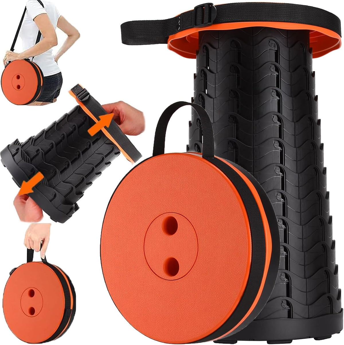 Collapsible Stool for Adults, Portable Folding Camping Seat, 400lbs
