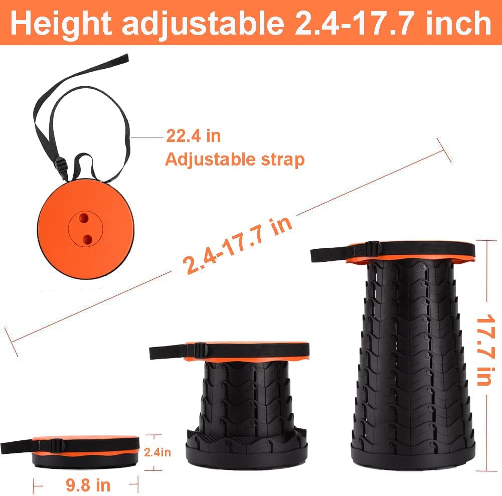 Collapsible Stool for Adults, Portable Folding Camping Seat, 400lbs