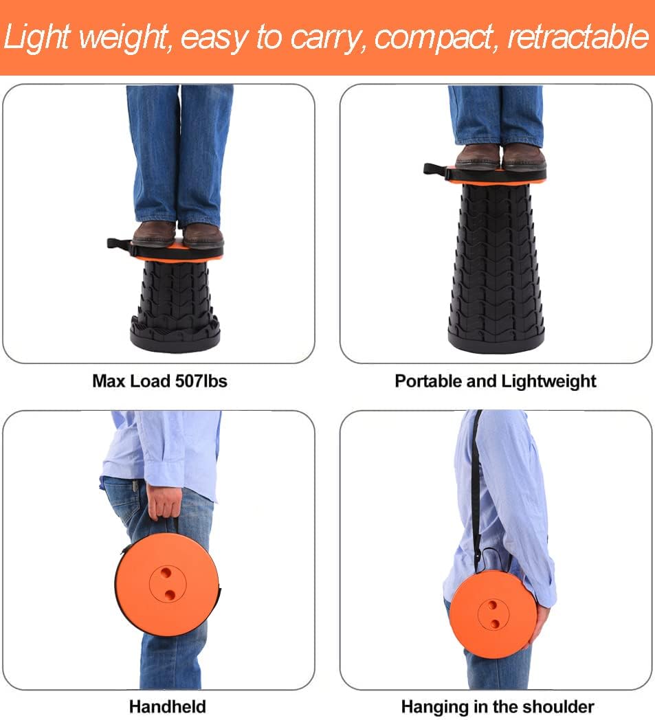 Collapsible Stool for Adults, Portable Folding Camping Seat, 400lbs
