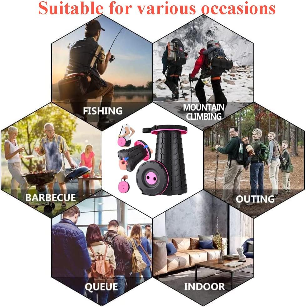 Collapsible Stool for Adults, Portable Folding Camping Seat, 400lbs