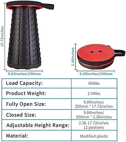 Collapsible Stool for Adults, Portable Folding Camping Seat, 400lbs