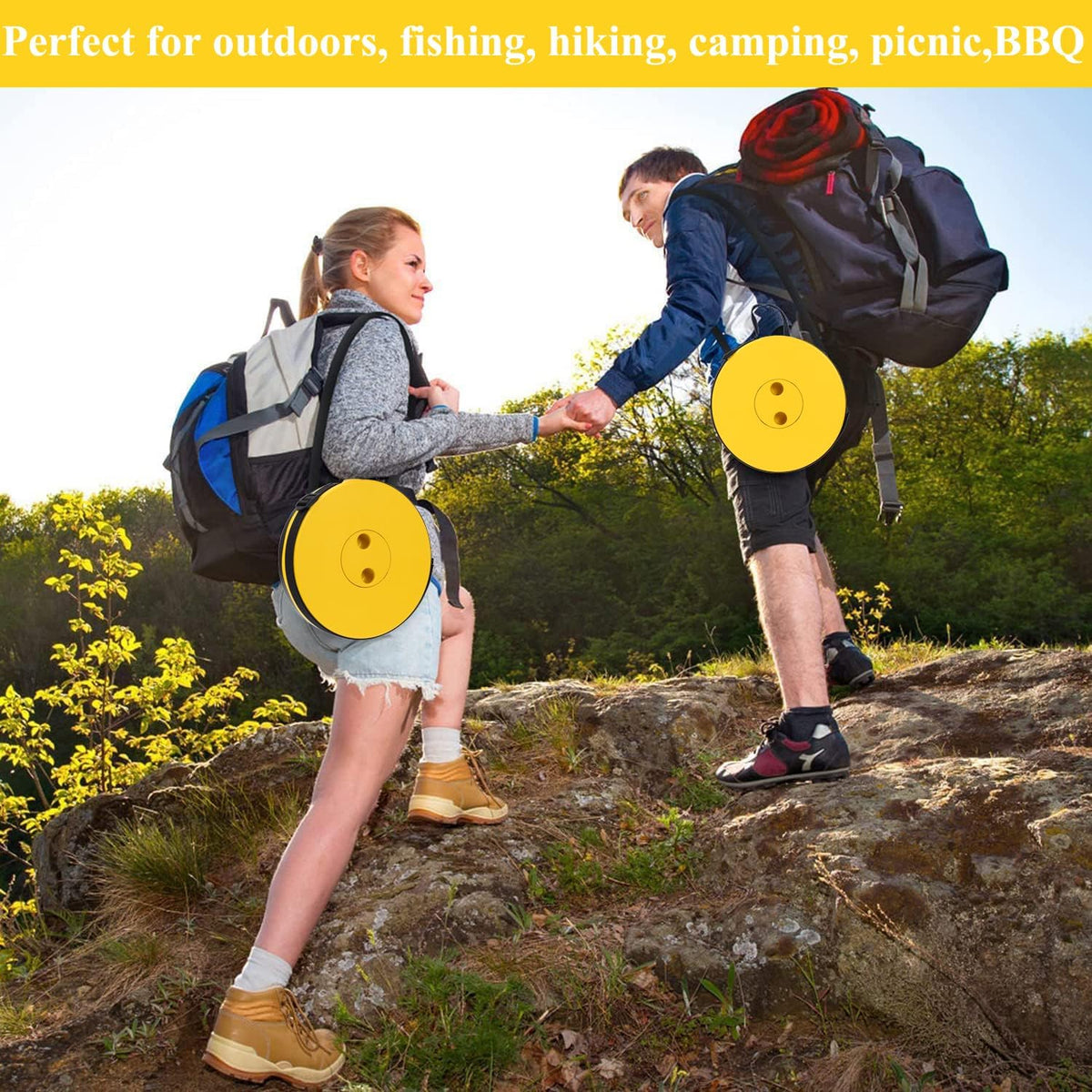 Collapsible Stool for Adults, Portable Folding Camping Seat, 400lbs