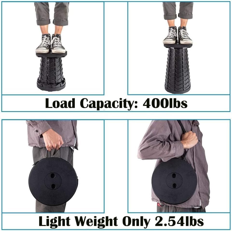 Collapsible Stool for Adults, Portable Folding Camping Seat, 400lbs