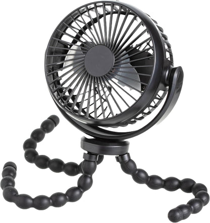 Portable Stroller Fan, 3 Speed Rechargeable, Flexible Tripod Clip-On Fan with Rotatable Design, for Car Seat, Crib, Bike, Treadmill, USB-C Wire Included