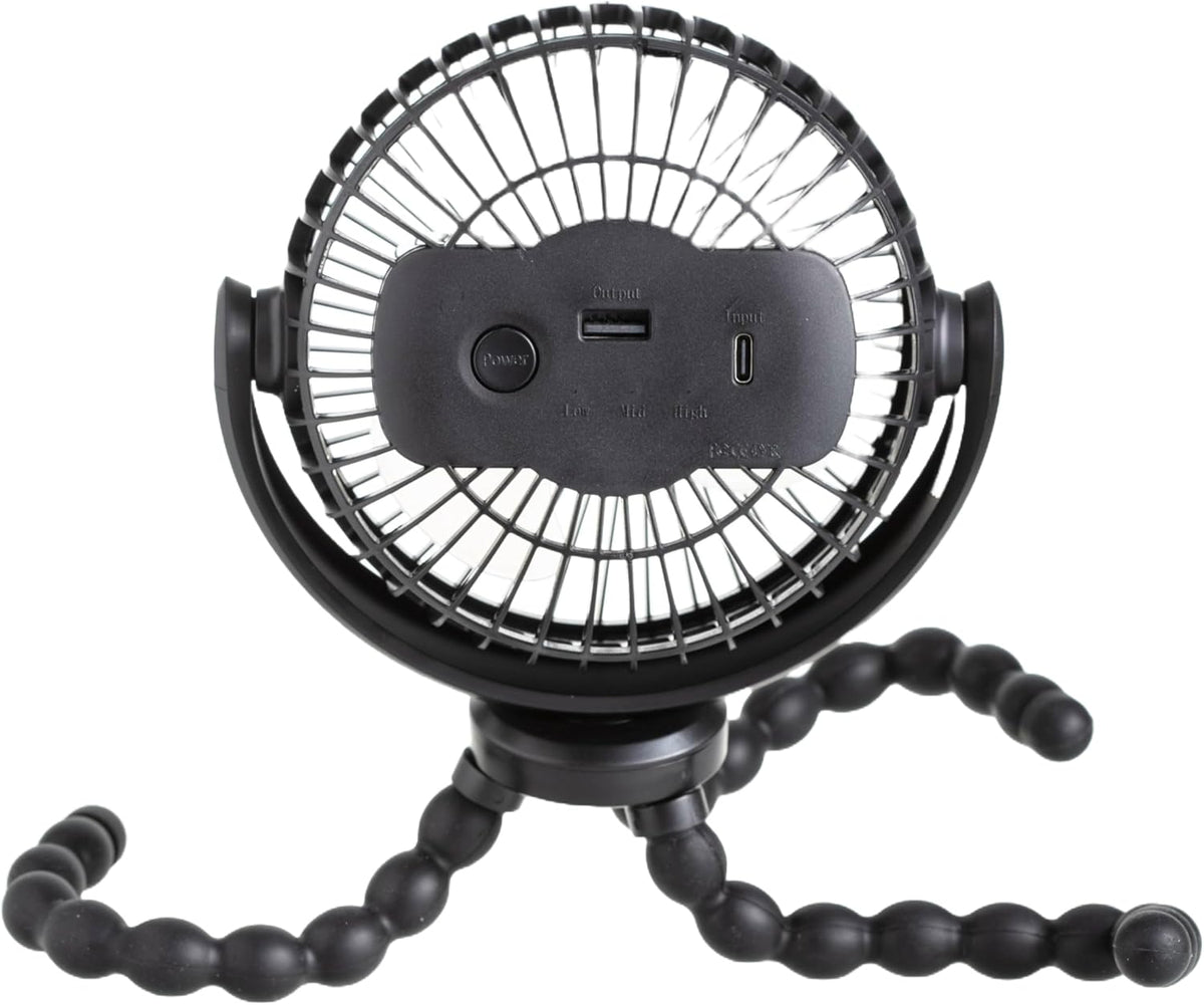 Portable Stroller Fan, 3 Speed Rechargeable, Flexible Tripod Clip-On Fan with Rotatable Design, for Car Seat, Crib, Bike, Treadmill, USB-C Wire Included