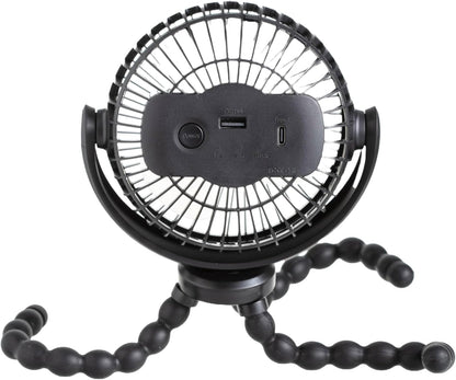 Portable Stroller Fan, 3 Speed Rechargeable, Flexible Tripod Clip-On Fan with Rotatable Design, for Car Seat, Crib, Bike, Treadmill, USB-C Wire Included