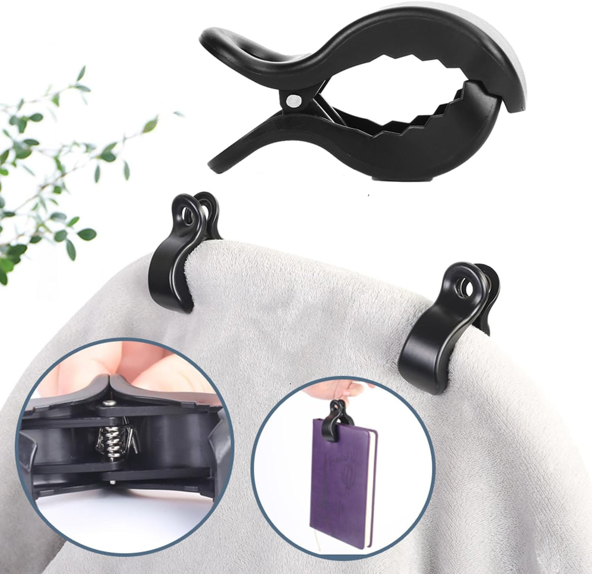 6pcs Stroller Clips Pegs to Hook Muslin and Toys Seat Cover, Blanket Clips, Car Seat Cover Clip, Plastic Universal Clip, Nursing Cover, Pram Toy Holder, Blanket Clamp. （ Black)