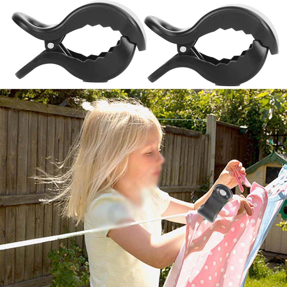 6pcs Stroller Clips Pegs to Hook Muslin and Toys Seat Cover, Blanket Clips, Car Seat Cover Clip, Plastic Universal Clip, Nursing Cover, Pram Toy Holder, Blanket Clamp. （ Black)
