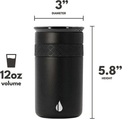 Artisan Insulated Tumbler, Triple Wall Coffee Travel Mug, Reusable Stainless Steel Coffee Tumbler with Ceramic Lid, Thermal Coffee Cups for Hot (6 Hrs) & Cold (18 Hrs), 12oz - Teak Wood