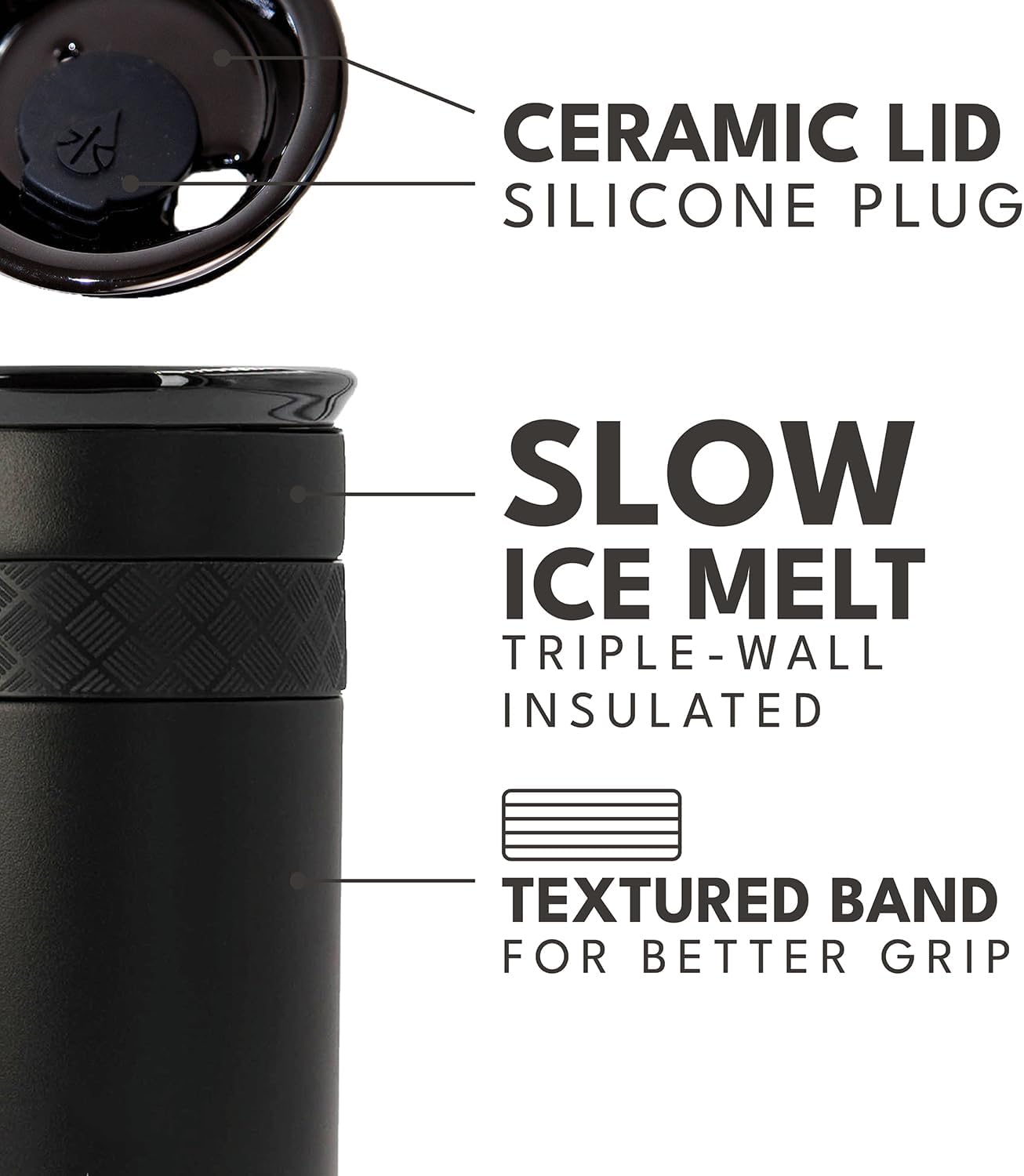 Artisan Insulated Tumbler, Triple Wall Coffee Travel Mug, Reusable Stainless Steel Coffee Tumbler with Ceramic Lid, Thermal Coffee Cups for Hot (6 Hrs) & Cold (18 Hrs), 12oz - Teak Wood