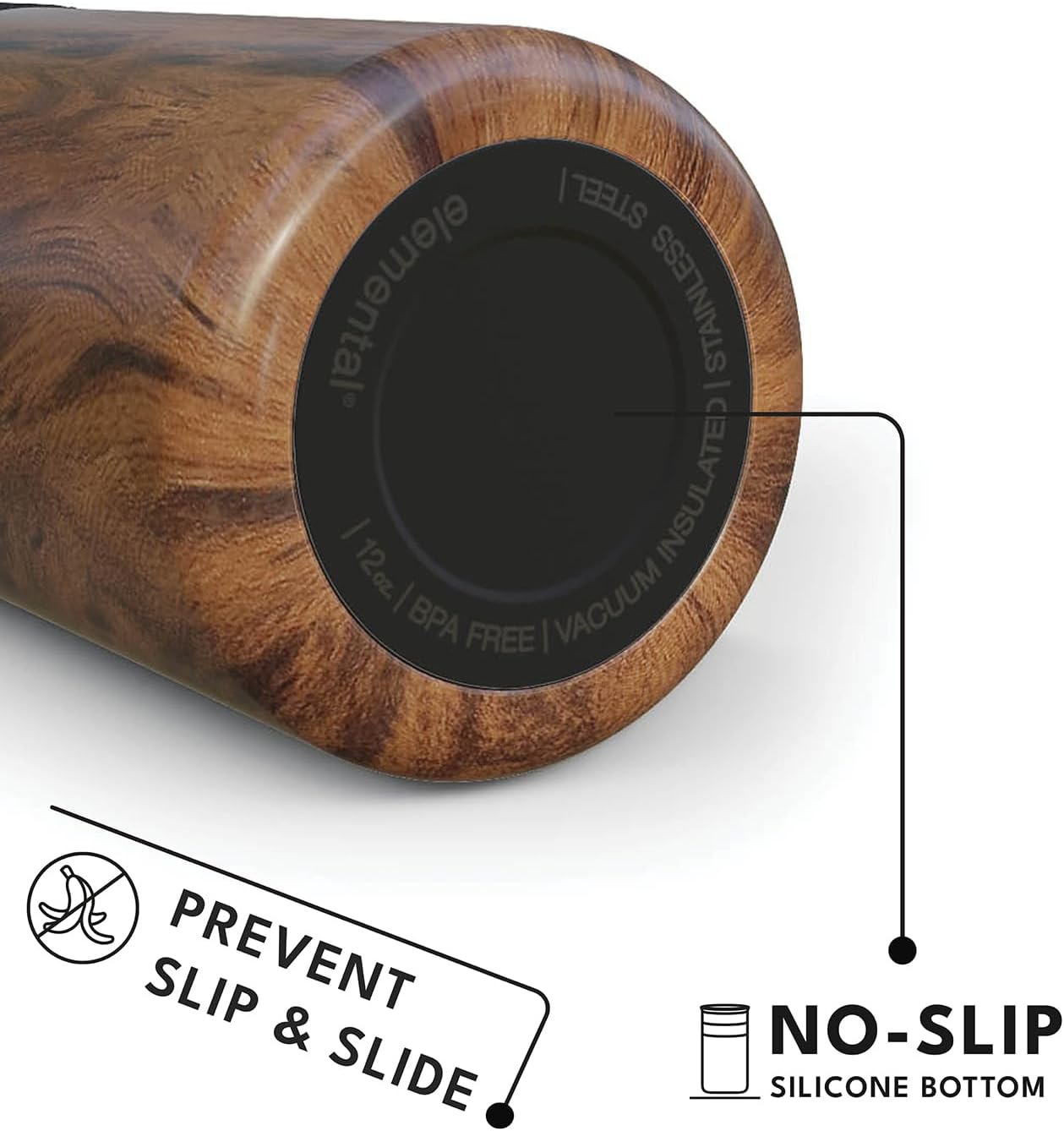 Artisan Insulated Tumbler, Triple Wall Coffee Travel Mug, Reusable Stainless Steel Coffee Tumbler with Ceramic Lid, Thermal Coffee Cups for Hot (6 Hrs) & Cold (18 Hrs), 12oz - Teak Wood