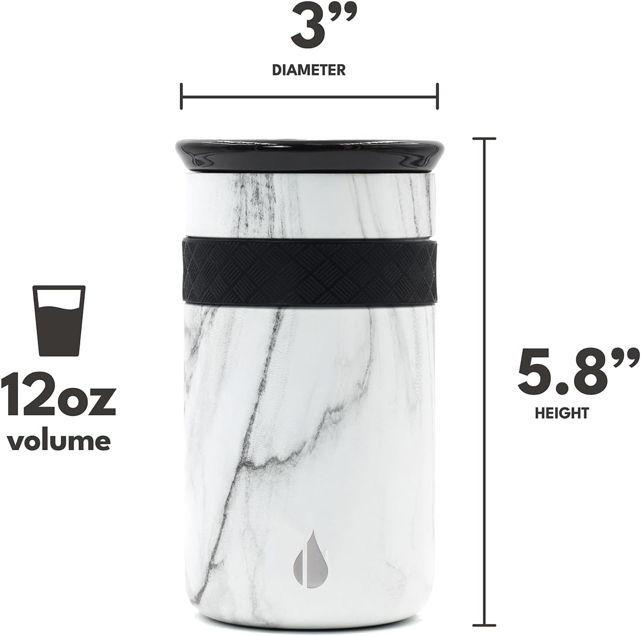 Artisan Insulated Tumbler, Triple Wall Coffee Travel Mug, Reusable Stainless Steel Coffee Tumbler with Ceramic Lid, Thermal Coffee Cups for Hot (6 Hrs) & Cold (18 Hrs), 12oz - Teak Wood