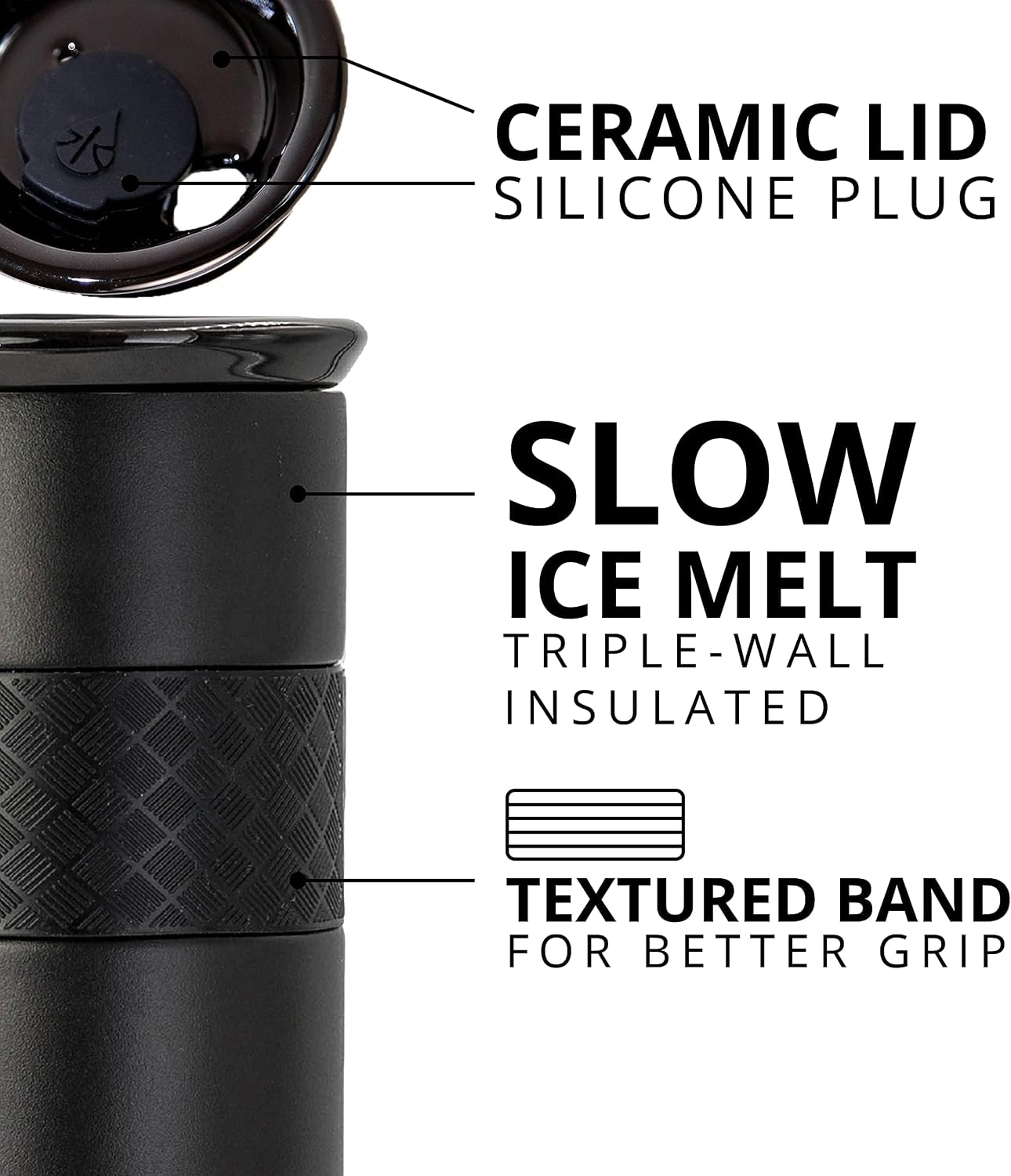 Artisan Insulated Tumbler, Triple Wall Coffee Travel Mug, Reusable Stainless Steel Coffee Tumbler with Ceramic Lid, Thermal Coffee Cups for Hot (6 Hrs) & Cold (18 Hrs), 12oz - Teak Wood