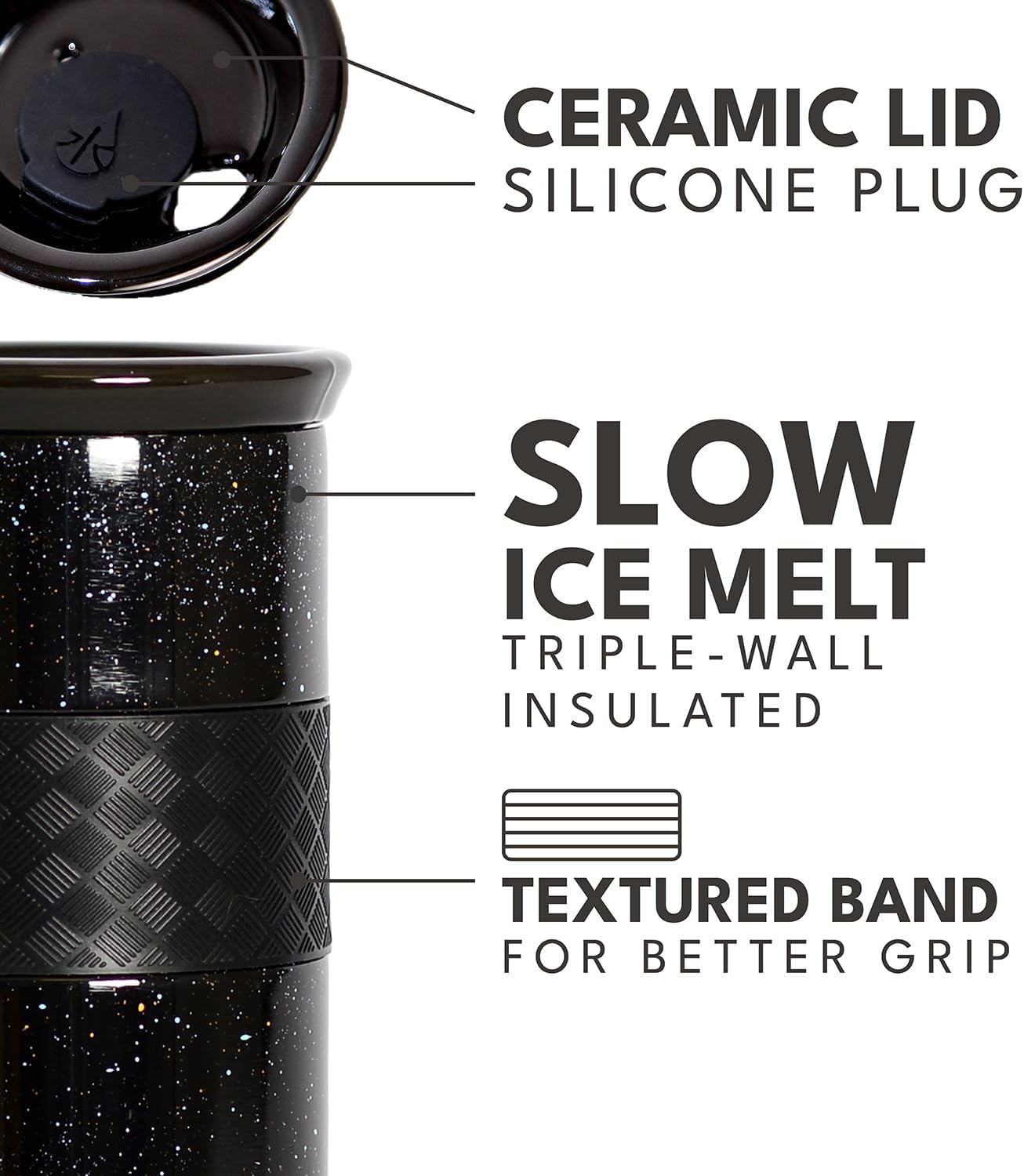 Artisan Insulated Tumbler, Triple Wall Coffee Travel Mug, Reusable Stainless Steel Coffee Tumbler with Ceramic Lid, Thermal Coffee Cups for Hot (6 Hrs) & Cold (18 Hrs), 12oz - Teak Wood