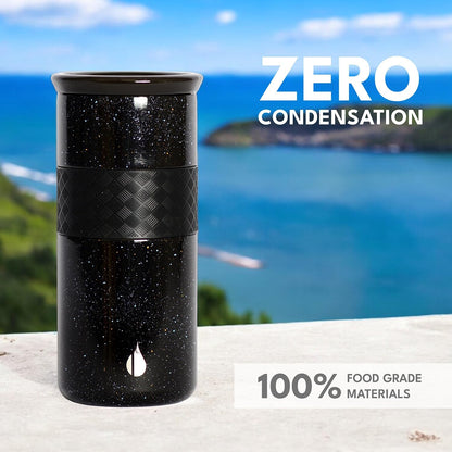 Artisan Insulated Tumbler, Triple Wall Coffee Travel Mug, Reusable Stainless Steel Coffee Tumbler with Ceramic Lid, Thermal Coffee Cups for Hot (6 Hrs) & Cold (18 Hrs), 12oz - Teak Wood