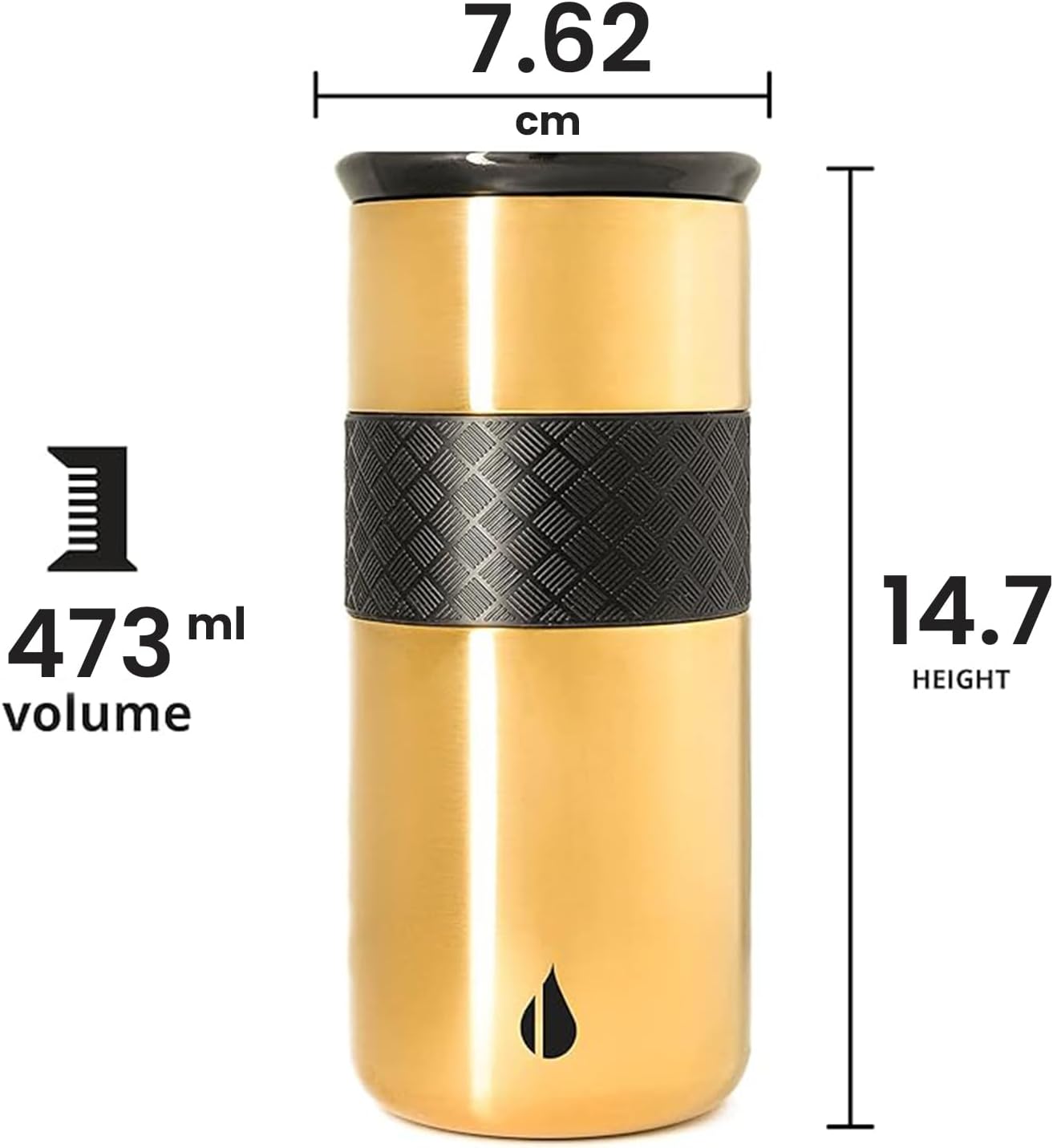 Artisan Insulated Tumbler, Triple Wall Coffee Travel Mug, Reusable Stainless Steel Coffee Tumbler with Ceramic Lid, Thermal Coffee Cups for Hot (6 Hrs) & Cold (18 Hrs), 12oz - Teak Wood