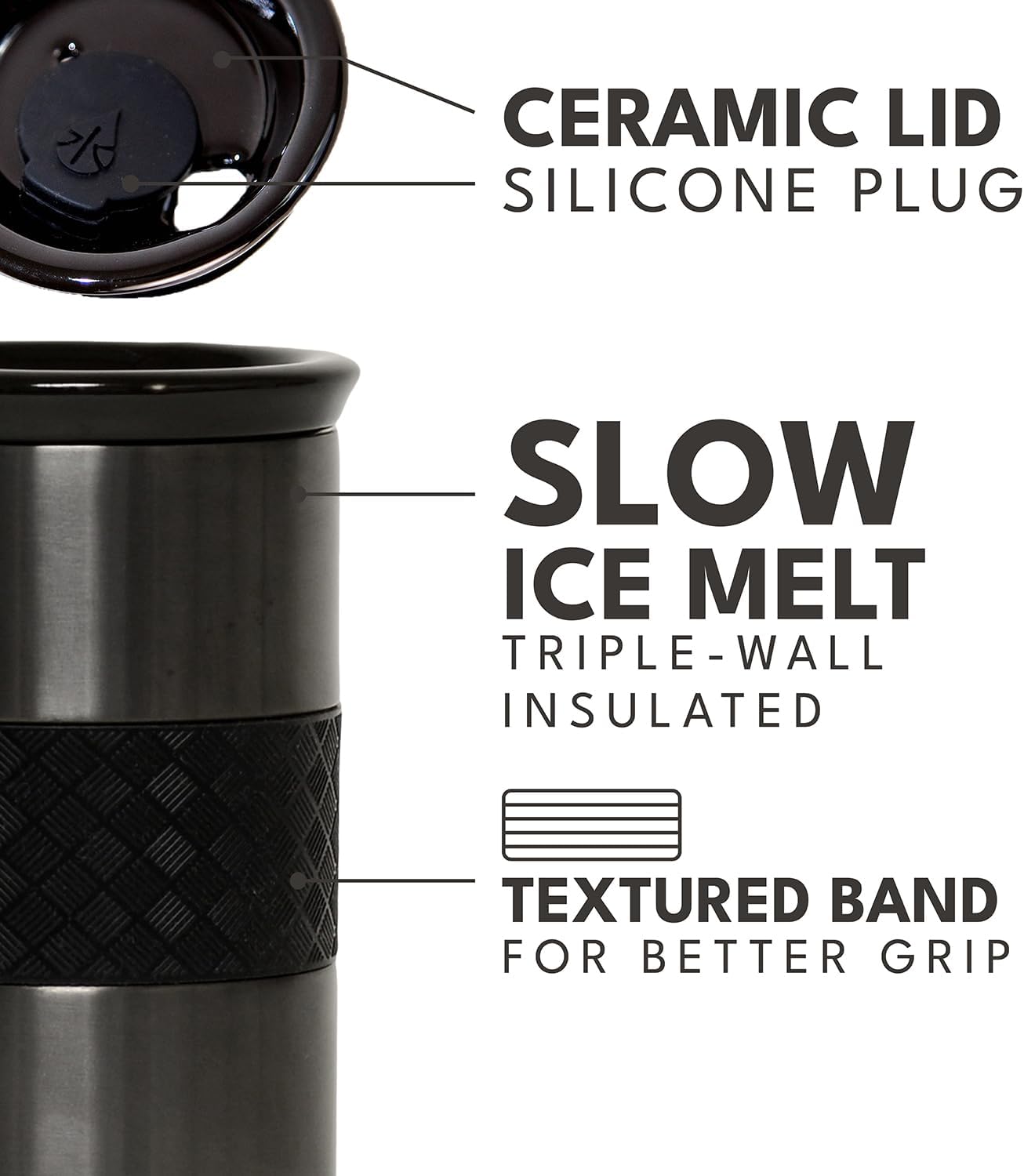 Artisan Insulated Tumbler, Triple Wall Coffee Travel Mug, Reusable Stainless Steel Coffee Tumbler with Ceramic Lid, Thermal Coffee Cups for Hot (6 Hrs) & Cold (18 Hrs), 12oz - Teak Wood