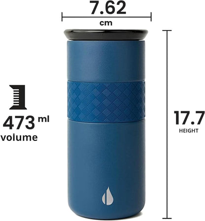 Artisan Insulated Tumbler, Triple Wall Coffee Travel Mug, Reusable Stainless Steel Coffee Tumbler with Ceramic Lid, Thermal Coffee Cups for Hot (6 Hrs) & Cold (18 Hrs), 12oz - Teak Wood