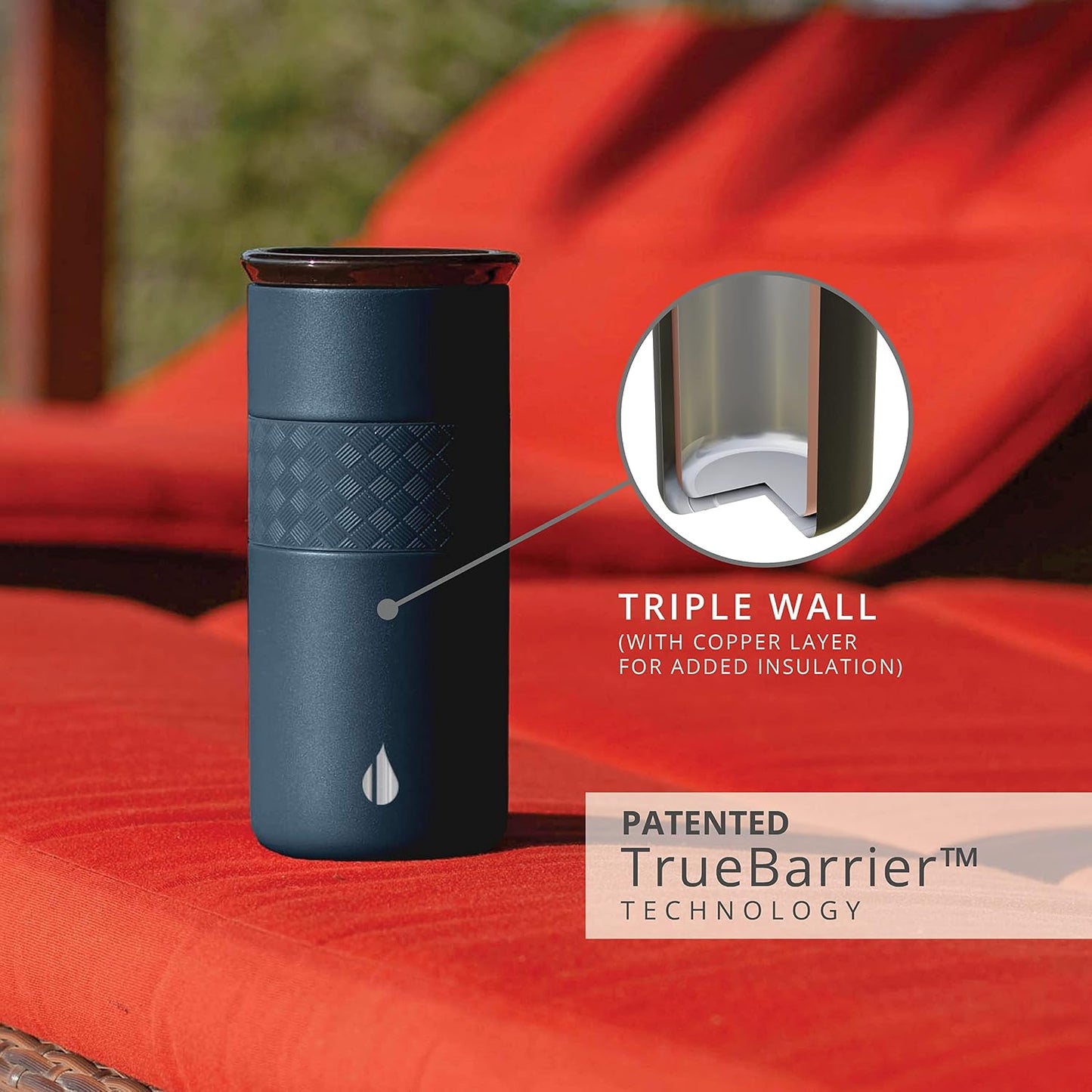 Artisan Insulated Tumbler, Triple Wall Coffee Travel Mug, Reusable Stainless Steel Coffee Tumbler with Ceramic Lid, Thermal Coffee Cups for Hot (6 Hrs) & Cold (18 Hrs), 12oz - Teak Wood