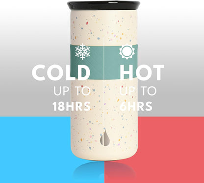 Artisan Insulated Tumbler, Triple Wall Coffee Travel Mug, Reusable Stainless Steel Coffee Tumbler with Ceramic Lid, Thermal Coffee Cups for Hot (6 Hrs) & Cold (18 Hrs), 12oz - Teak Wood