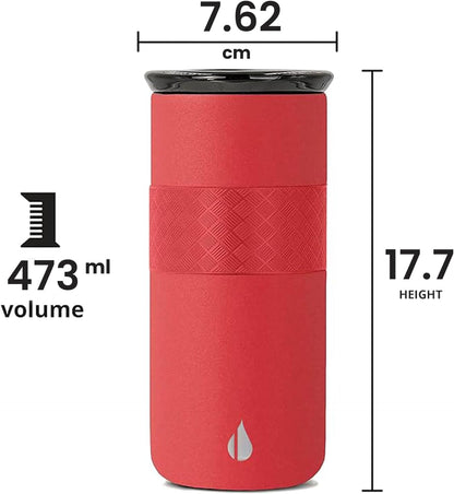 Artisan Insulated Tumbler, Triple Wall Coffee Travel Mug, Reusable Stainless Steel Coffee Tumbler with Ceramic Lid, Thermal Coffee Cups for Hot (6 Hrs) & Cold (18 Hrs), 12oz - Teak Wood