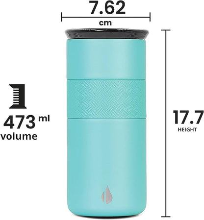 Artisan Insulated Tumbler, Triple Wall Coffee Travel Mug, Reusable Stainless Steel Coffee Tumbler with Ceramic Lid, Thermal Coffee Cups for Hot (6 Hrs) & Cold (18 Hrs), 12oz - Teak Wood