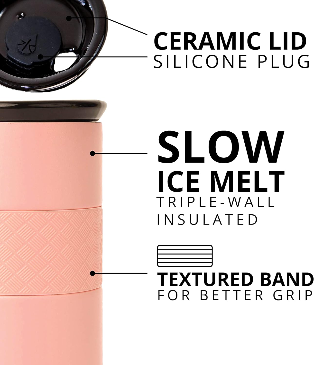 Artisan Insulated Tumbler, Triple Wall Coffee Travel Mug, Reusable Stainless Steel Coffee Tumbler with Ceramic Lid, Thermal Coffee Cups for Hot (6 Hrs) & Cold (18 Hrs), 12oz - Teak Wood