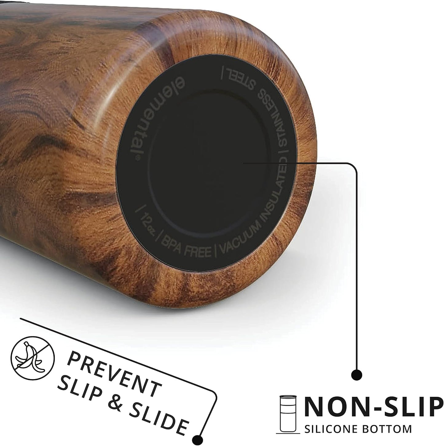 Artisan Insulated Tumbler, Triple Wall Coffee Travel Mug, Reusable Stainless Steel Coffee Tumbler with Ceramic Lid, Thermal Coffee Cups for Hot (6 Hrs) & Cold (18 Hrs), 12oz - Teak Wood